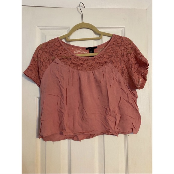 Blush Lace Flowy Crop Top | Size S - Picture 1 of 2